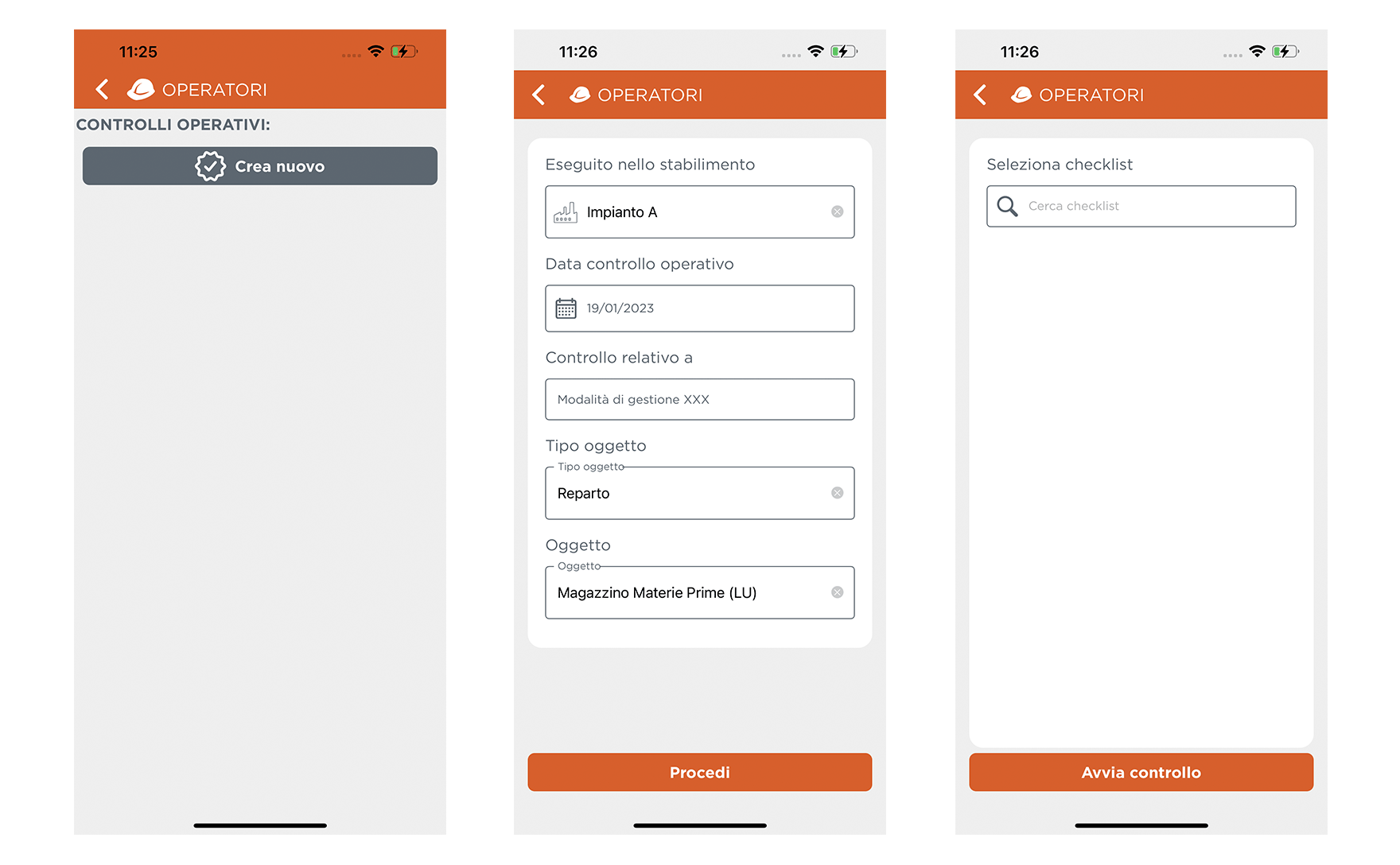 App Operatori - Vista ingresso