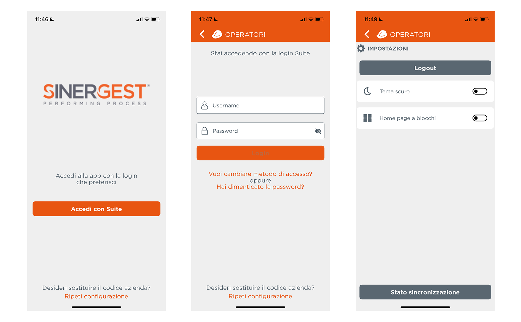 App Operatori - Vista ingresso