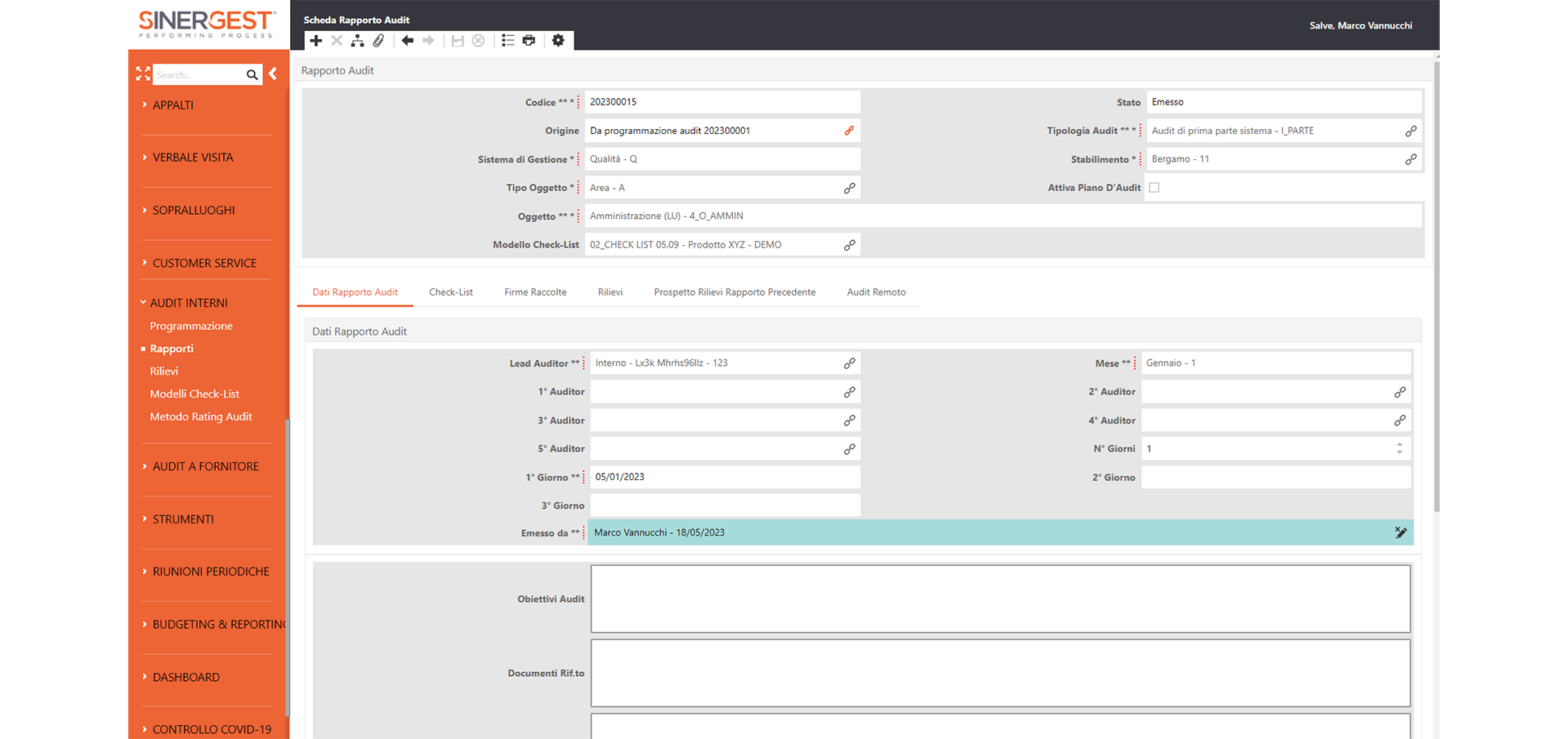 Software Gestione Audit Interni