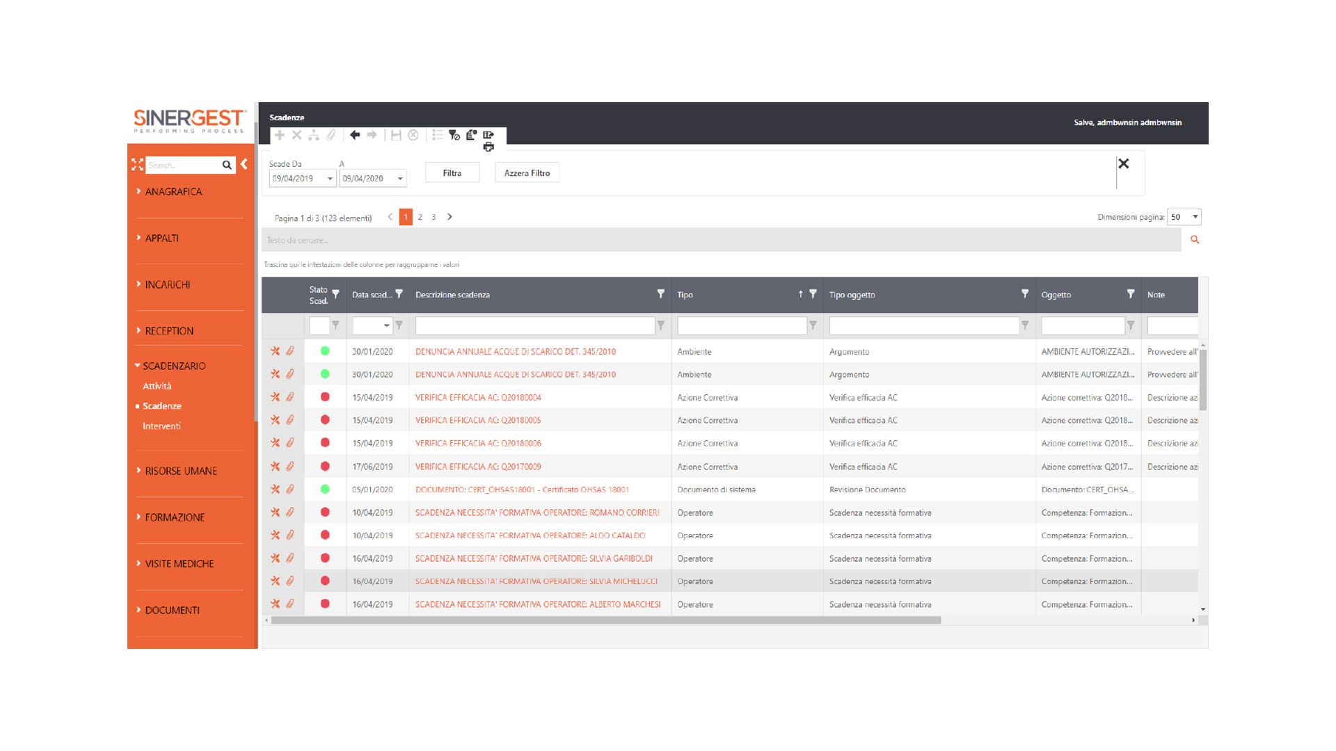 Software Gestione Scadenze - Registro delle scadenze