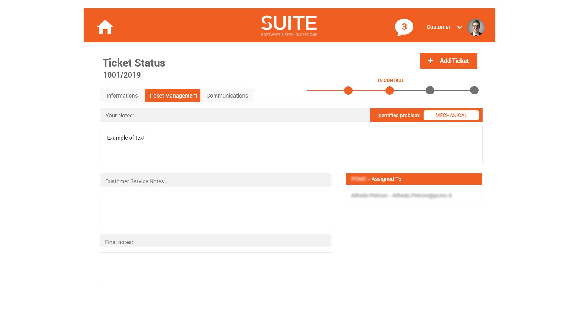 Software Assistenza Tecnica - Stato del ticket