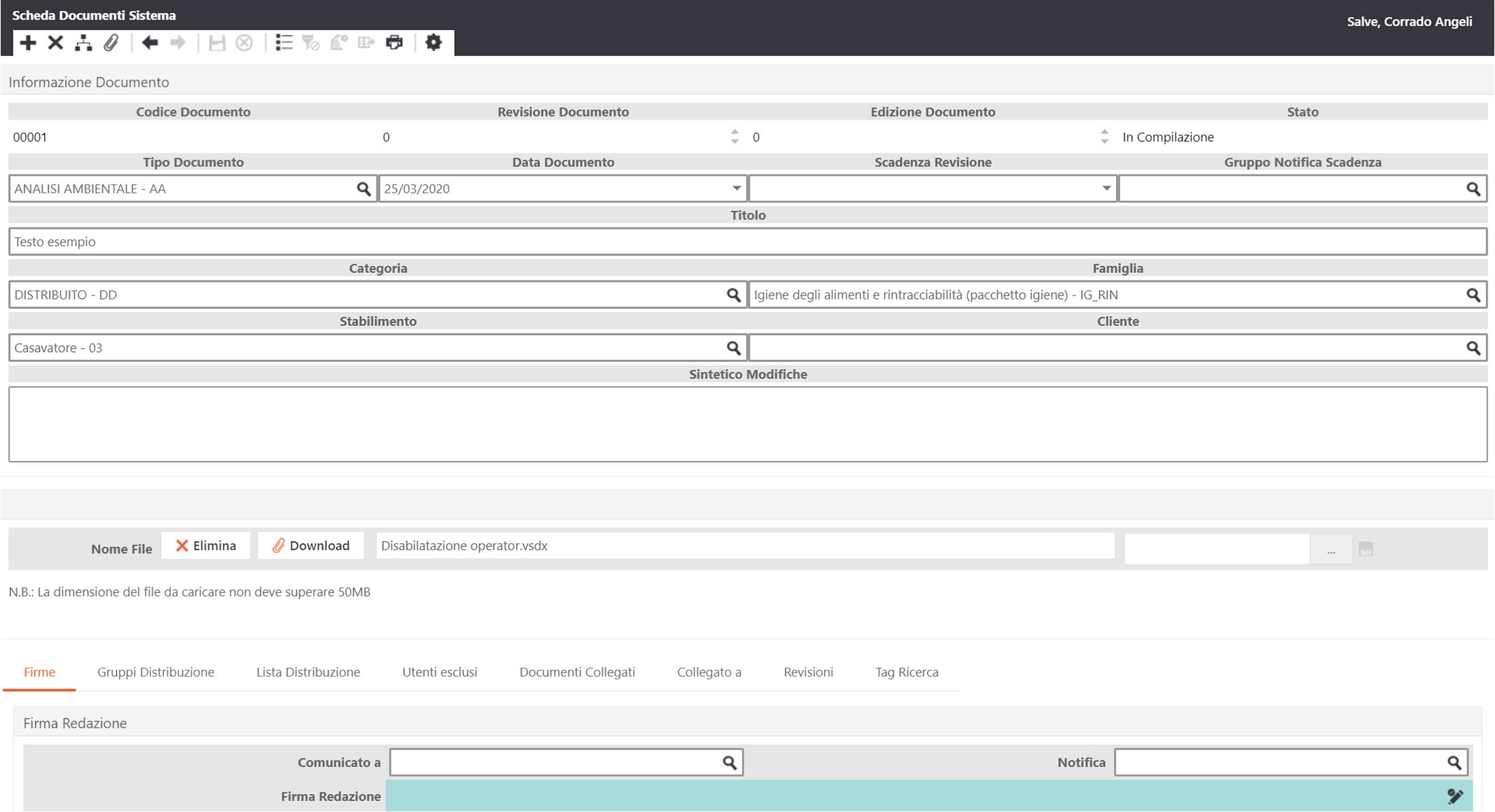 Software Gestione Documentale - Scheda documento
