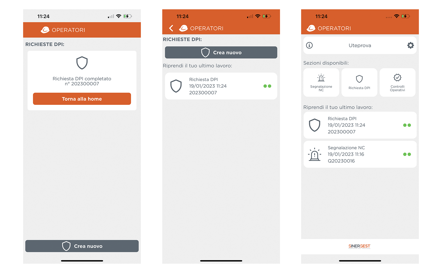 App Operatori - Vista ingresso