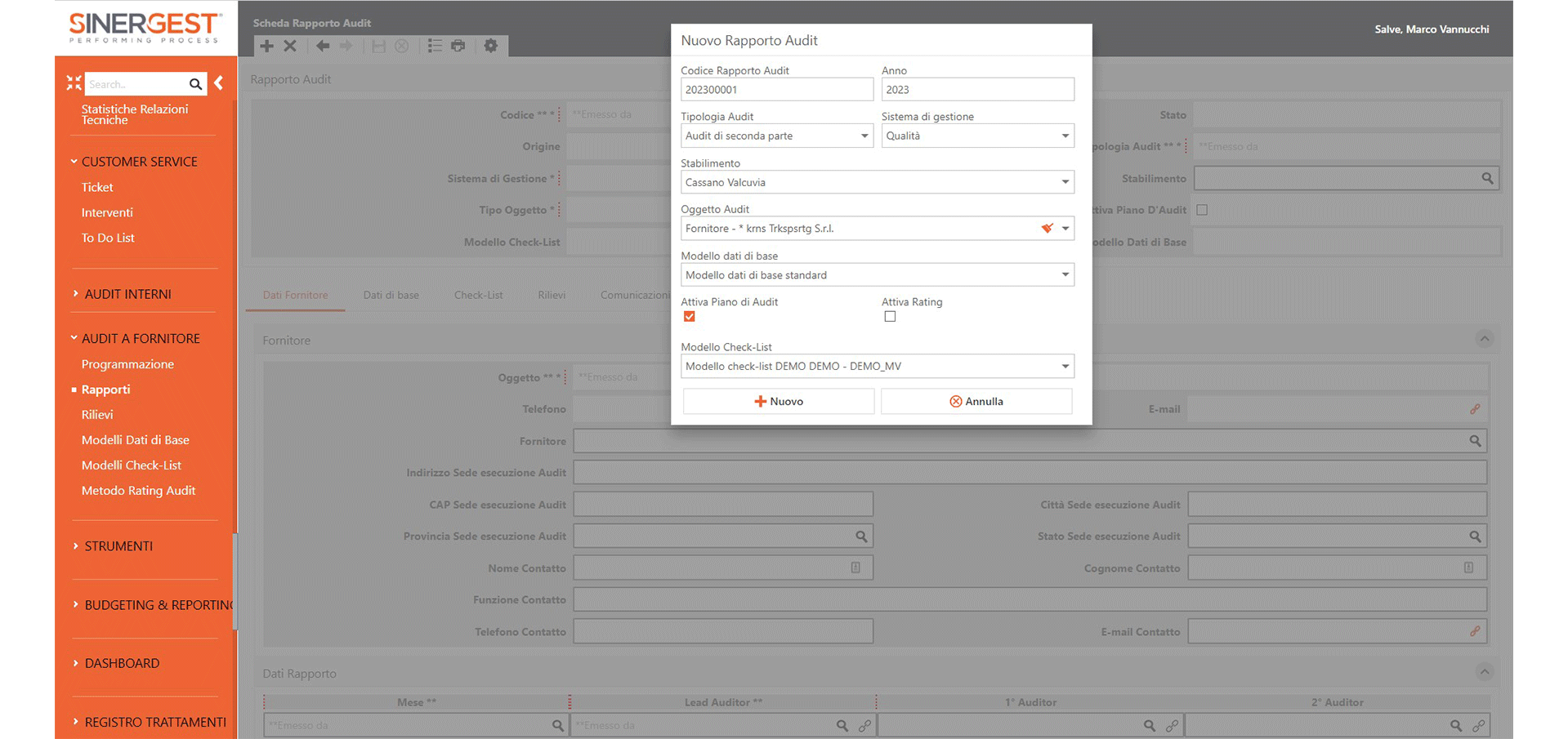 Software Gestione Audit Fornitori